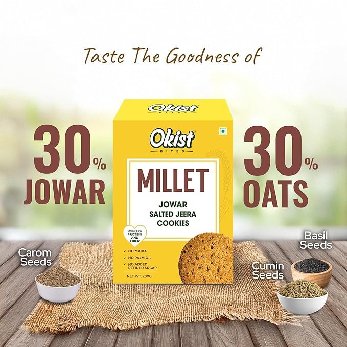 Ragi Elaichi & Millet Jowar Salted Jeera Cookies Pack of 2