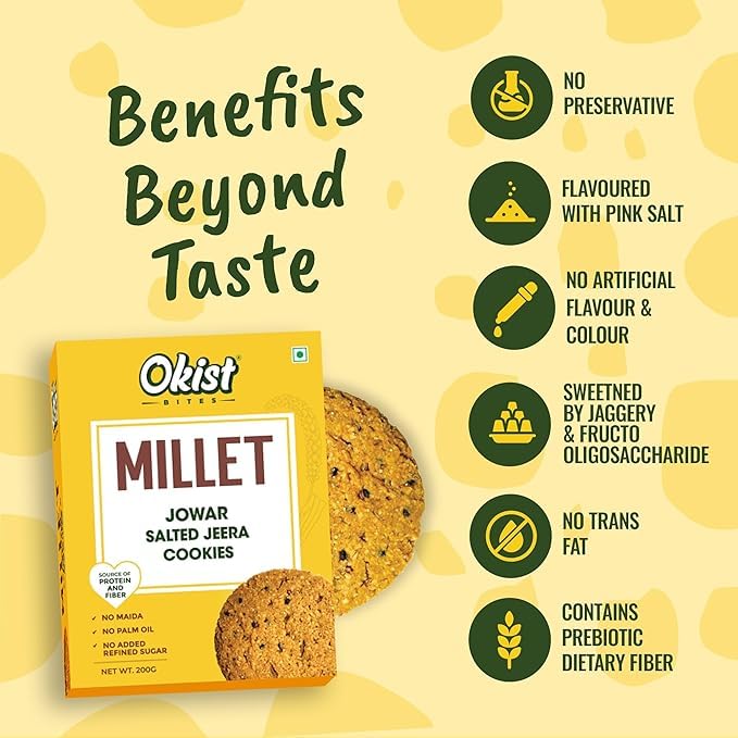 Oats Chocolate Chip Cookie | Millet Ragi Elaichi Cookie | Millet Jowar Salted Jeera Cookie | Dryfruit Gondh/Dink Cookie |  ( Pack of 4 )