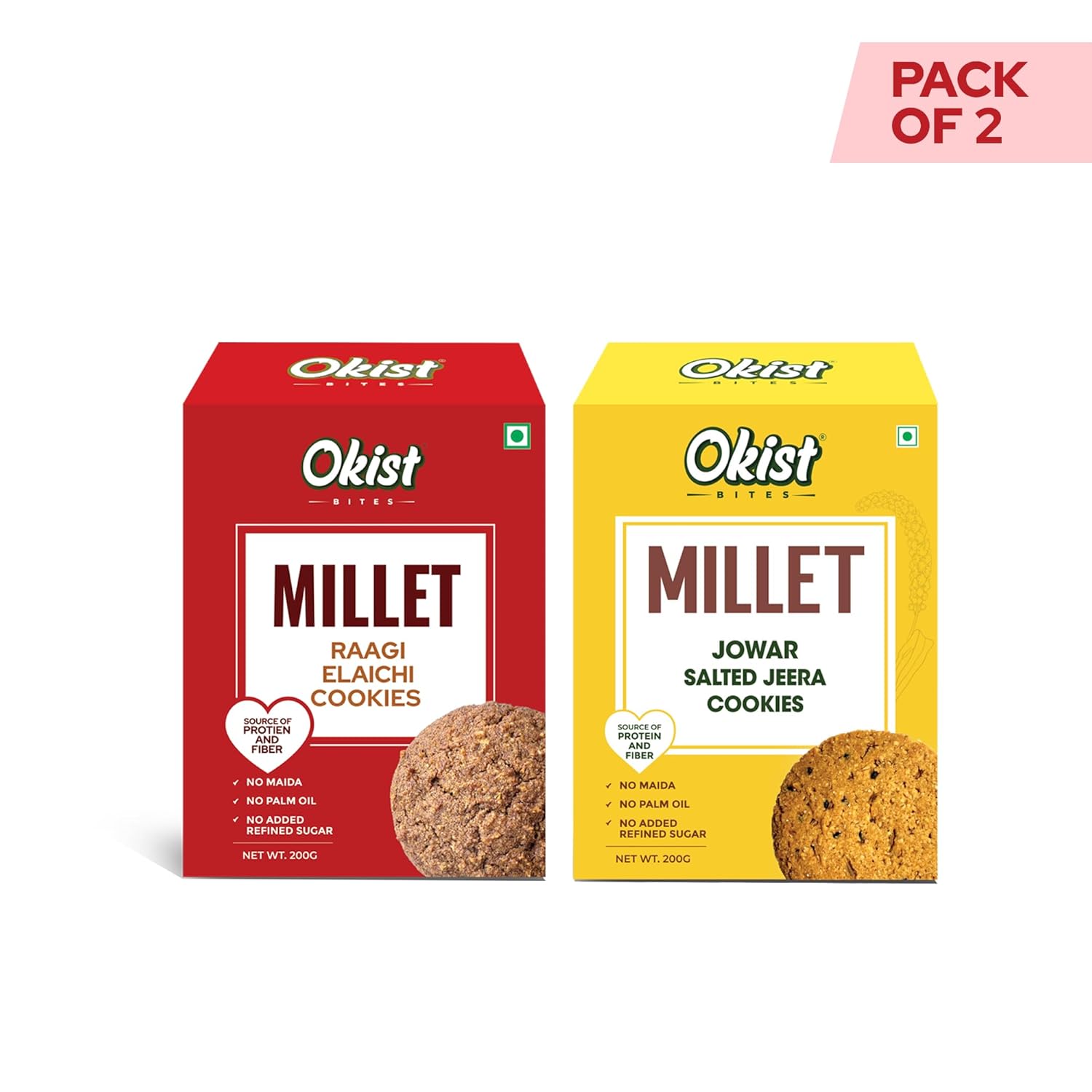 Ragi Elaichi & Millet Jowar Salted Jeera Cookies Pack of 2