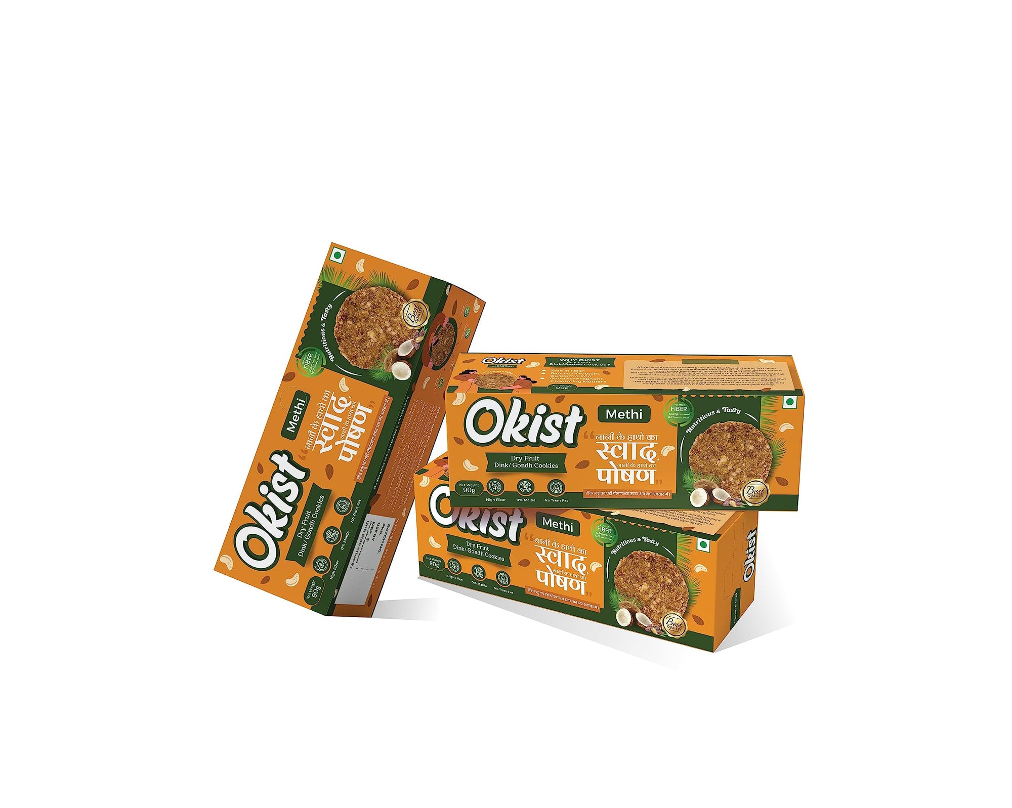 OKIST Dry Fruit Dink Gondh Methi Seed (Fenugreek) Cookies  (Methi, Pack of 3)