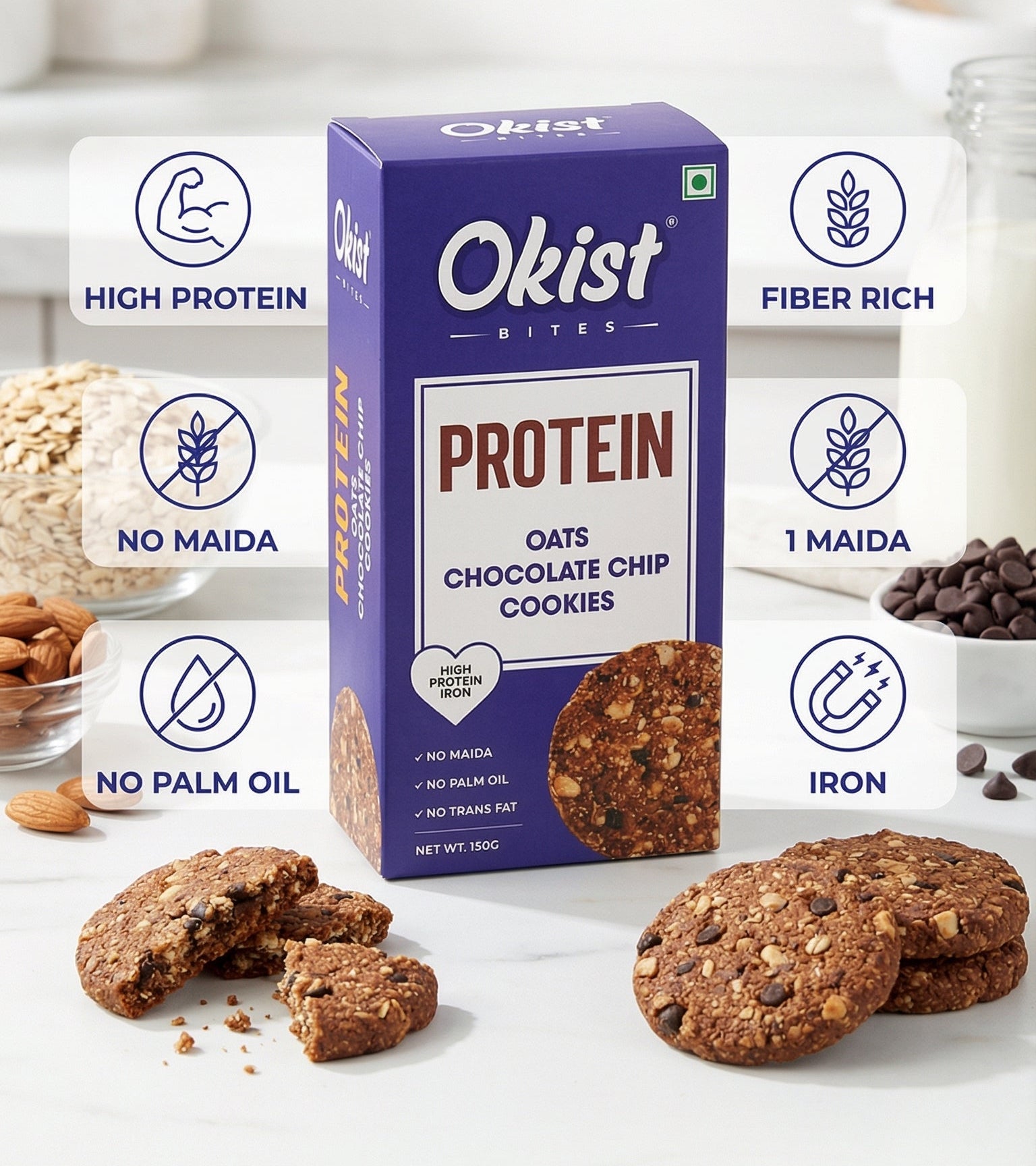 Protein Oats Chocolate Chip Cookies