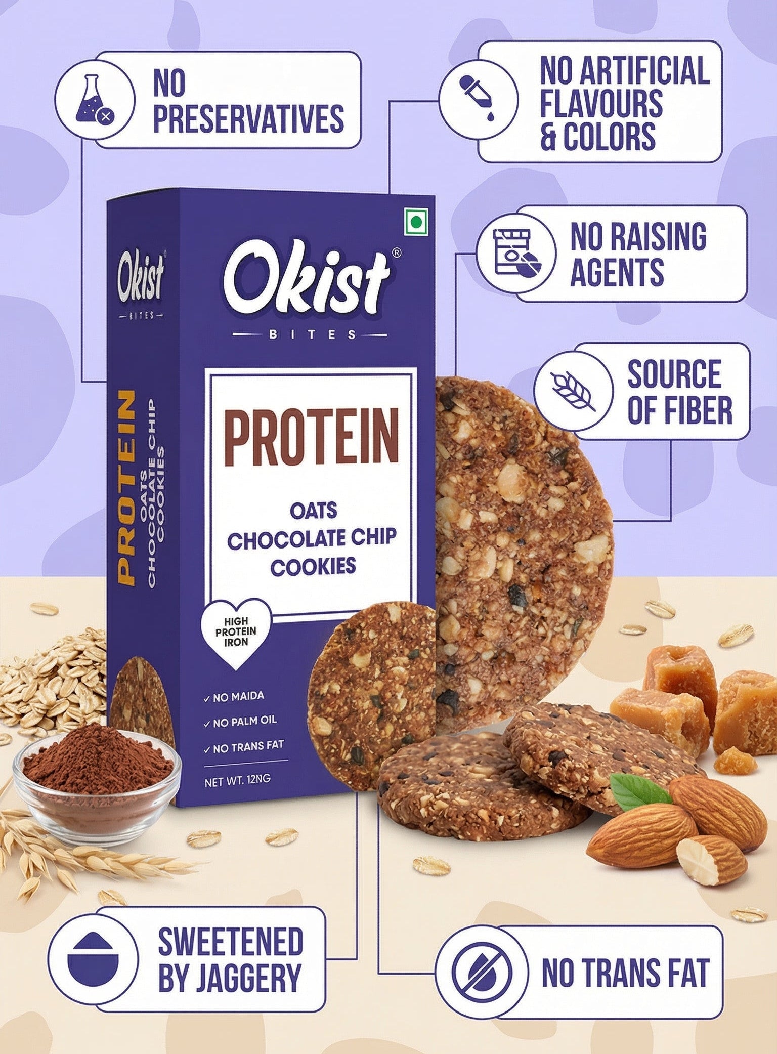 Protein Oats Chocolate Chip Cookies