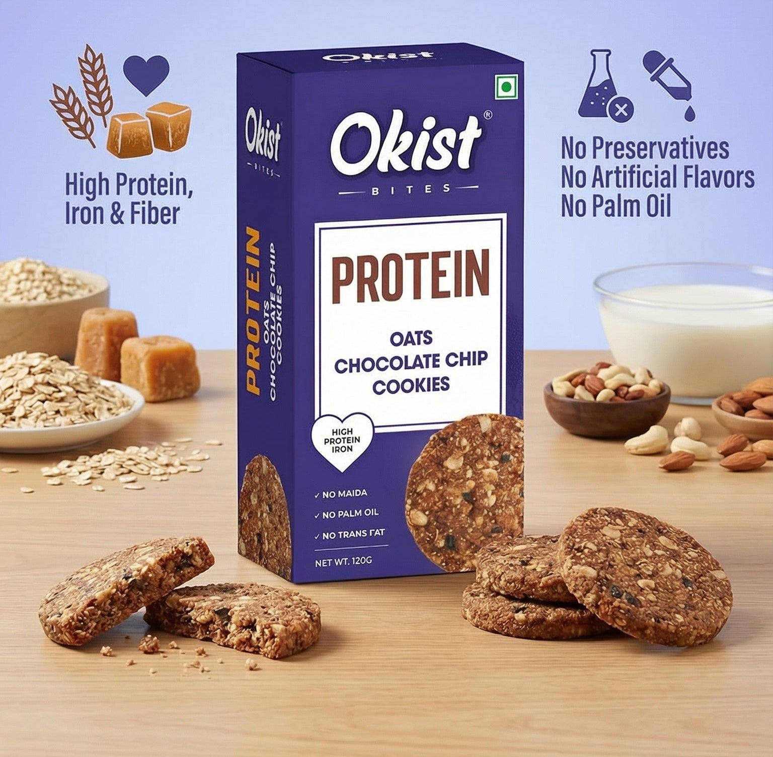 Protein Oats Chocolate Chip Cookies