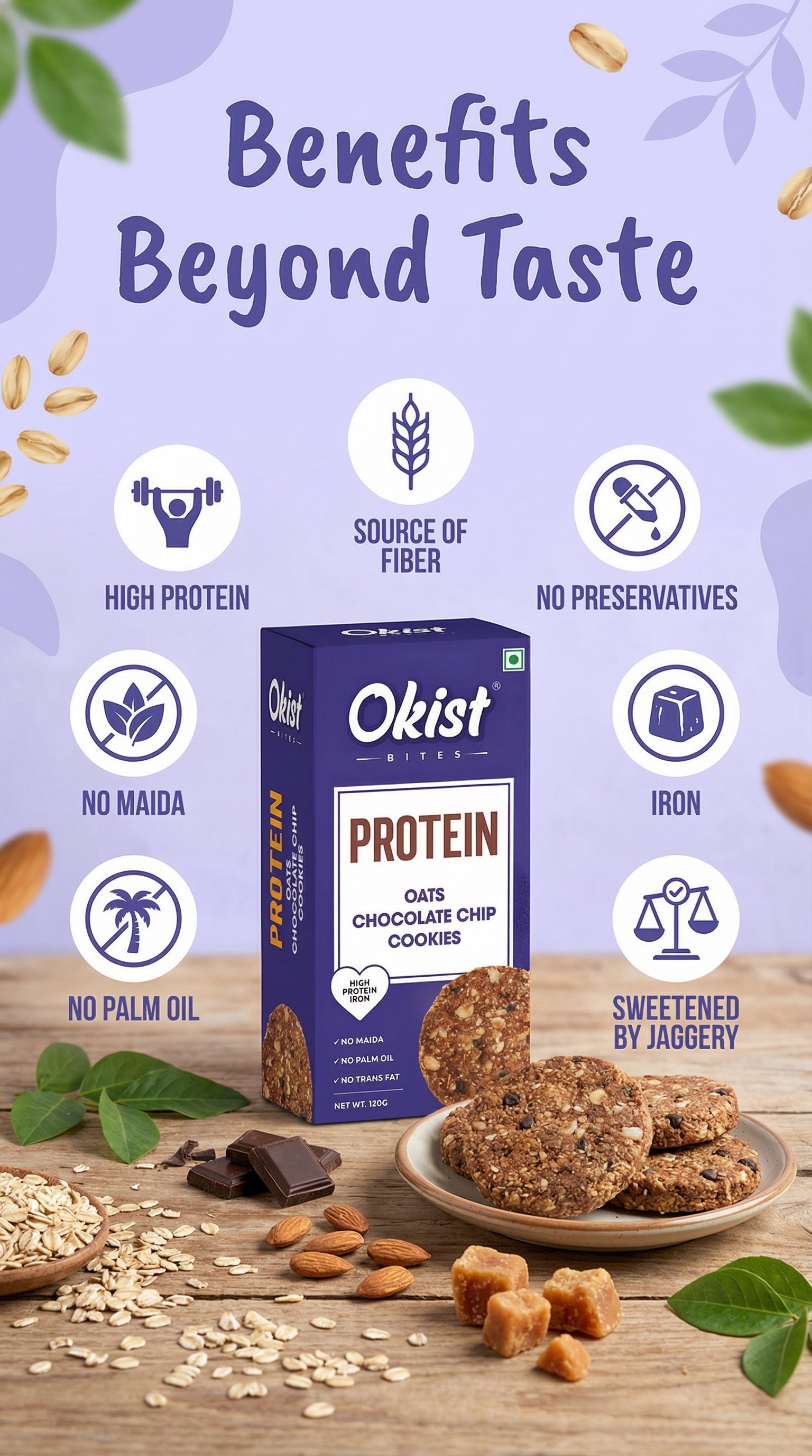 Protein Oats Chocolate Chip Cookies