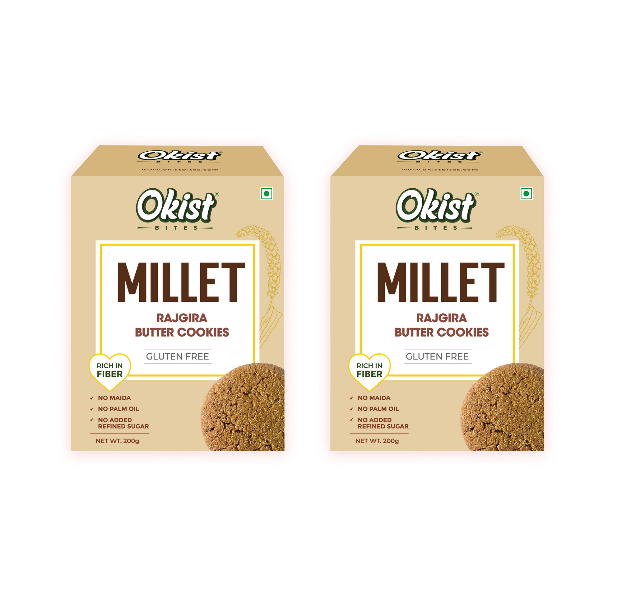 Okist Millet Rajgira Butter Cookies - Pack of 2