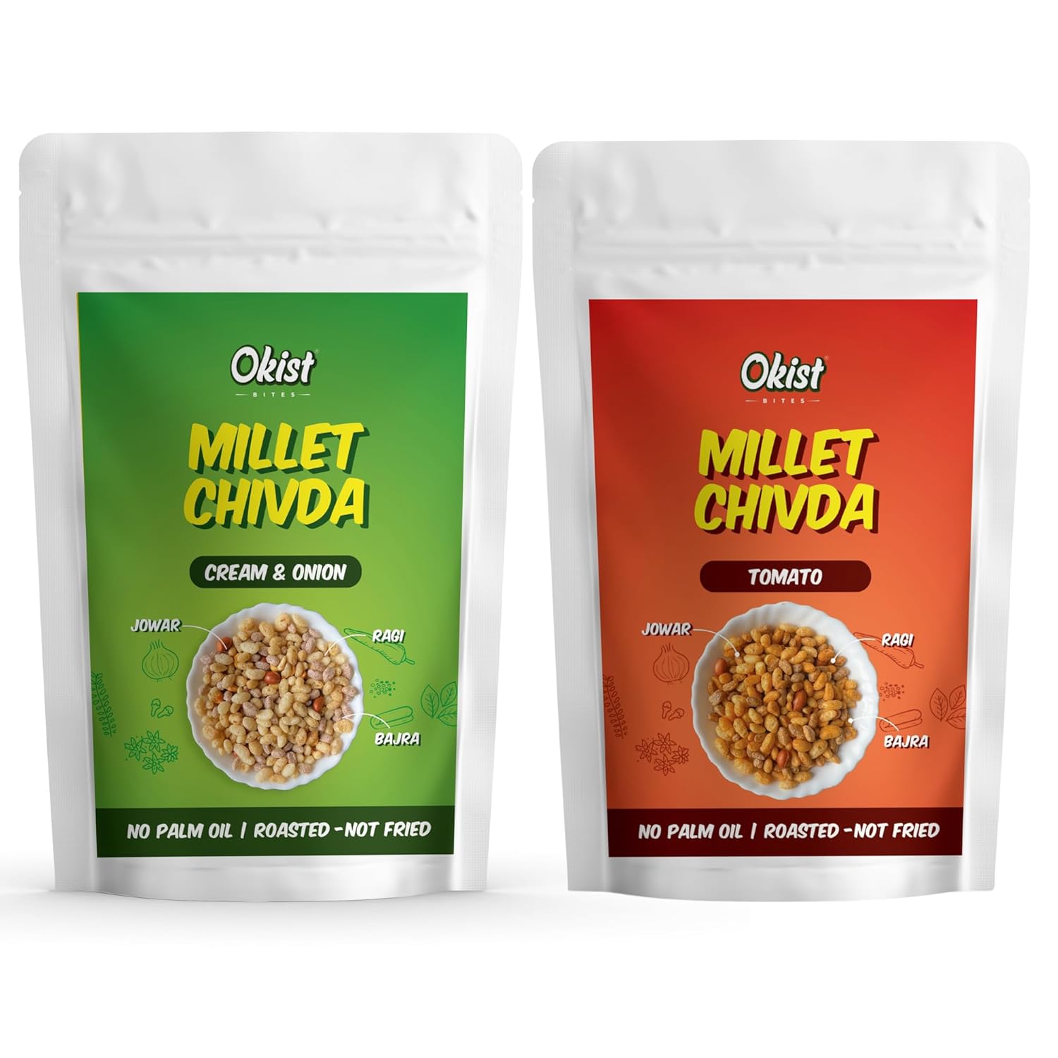 Okist Millet Chivda – Pack of 2 (Cream & Onion + Tomato)