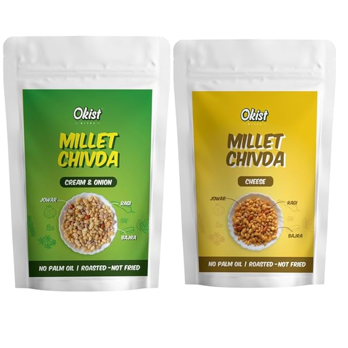 Okist Millet Chivda - Pack of 2 (Cream & Onion + Cheese)