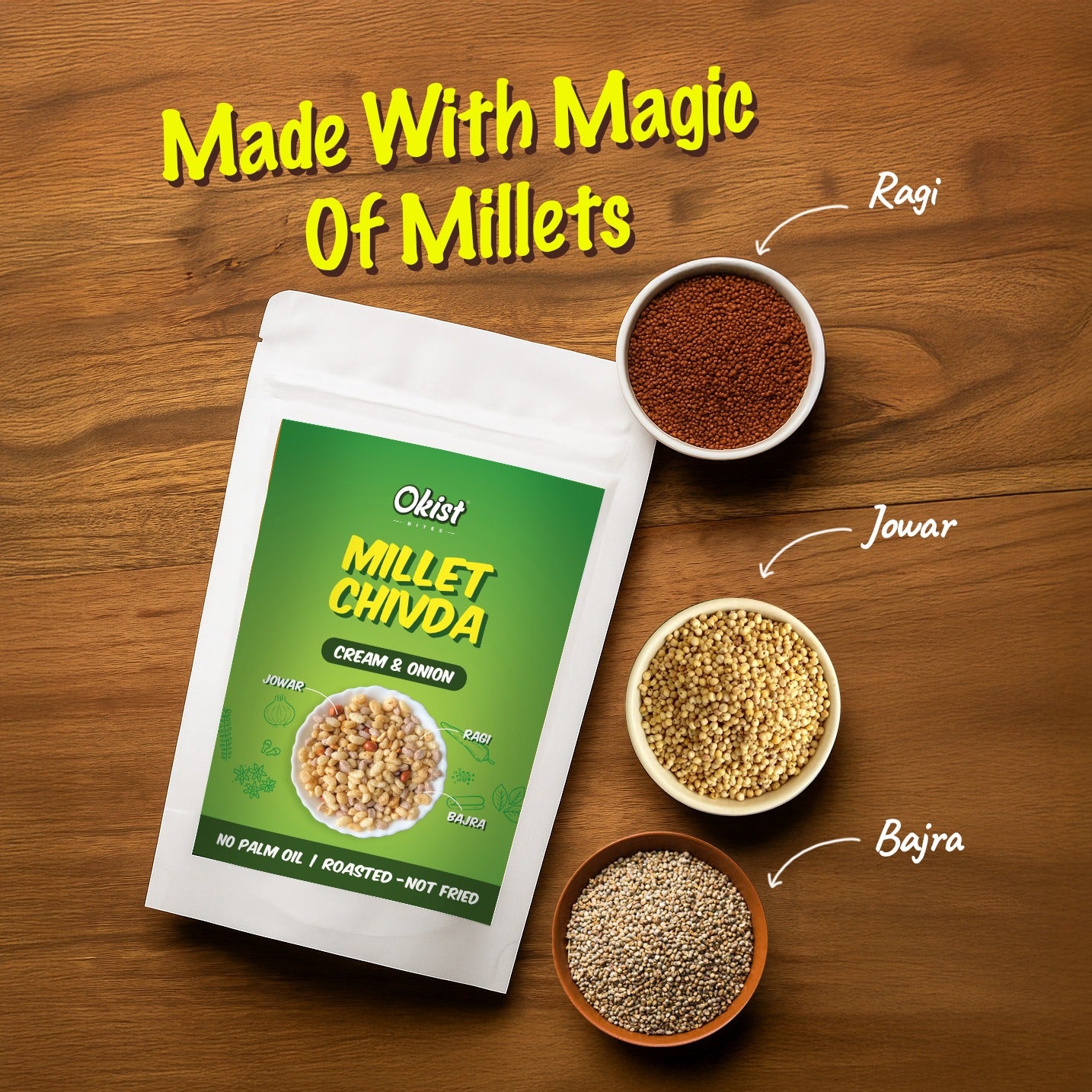 Okist Millet Chivda - Pack of 2 (Cream & Onion + Cheese)